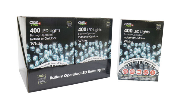 400 TIMER LED LIGHTS BATTERY OPERATED WHITE