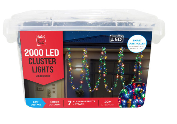 2000 LED CLUSTER LIGHTS MULTI COLOURED
