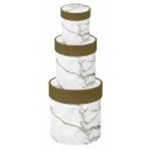 Marble White and Gold Round Gift Box 7x7x9cm Size 3