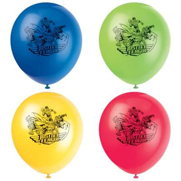Justice League 12in Latex Balloons 8ct