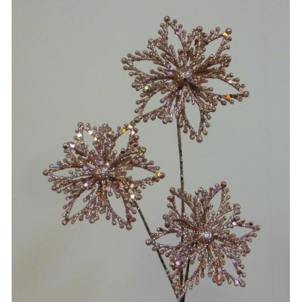 36cm Glitter Poinsettia Pick Rose
