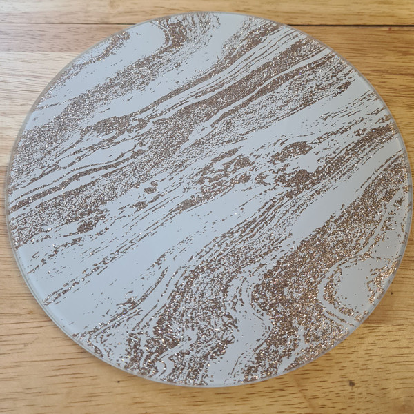 Glass Placemat Rose Gold Marble Effect