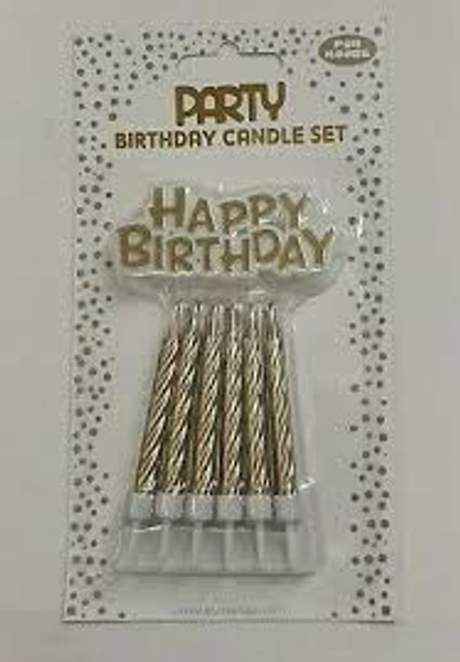 Happy Birthday Candle Set Gold