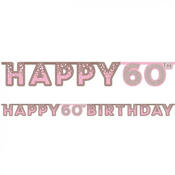 Happy 60th Birthday Letter Banner Pink