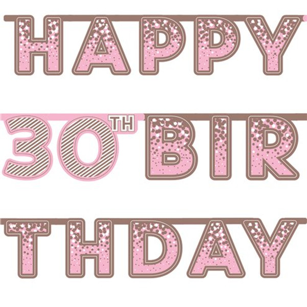 Happy 30th Birthday Letter Banner Pink