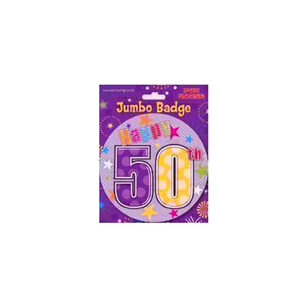 Jumbo Birthday Badge Age 50 Pink