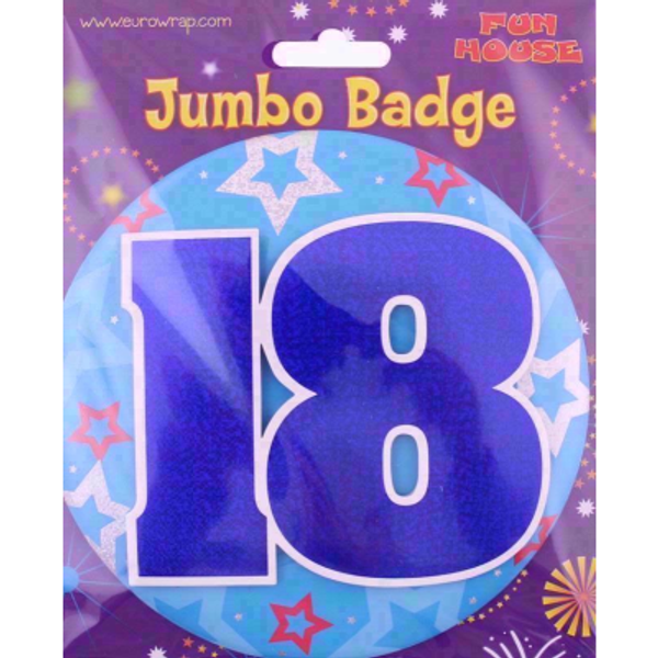 Jumbo Birthday Badge Age 18 Blue