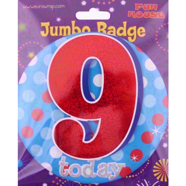 Jumbo Birthday Badge Age 9 Blue