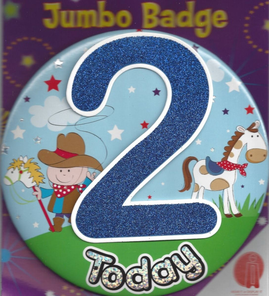 Jumbo Birthday Badge Age 2 Blue