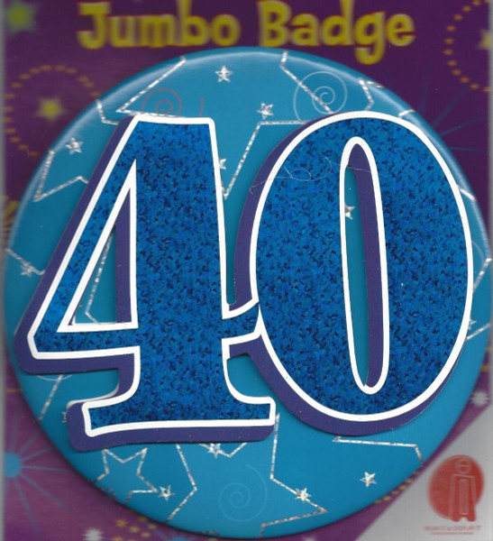 Jumbo Birthday Badge Age 40 Blue
