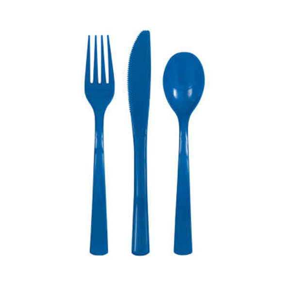 Assorted Cutlery Royal Blue Pk18
