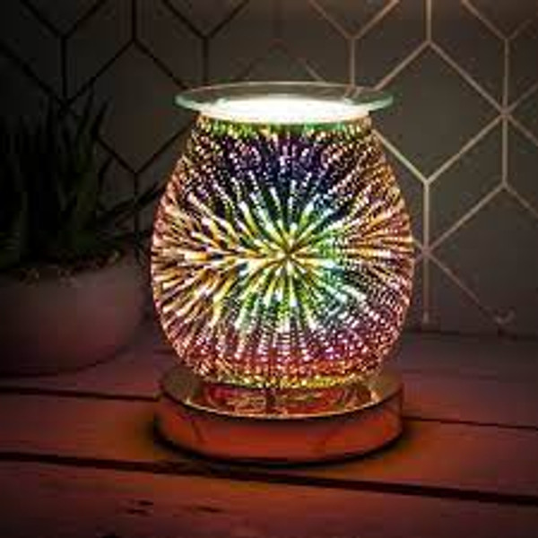 Desire Aroma 17cm Electric Touch Lamp Rose Gold Sparkle Starburst Wax Melt Oil Burner