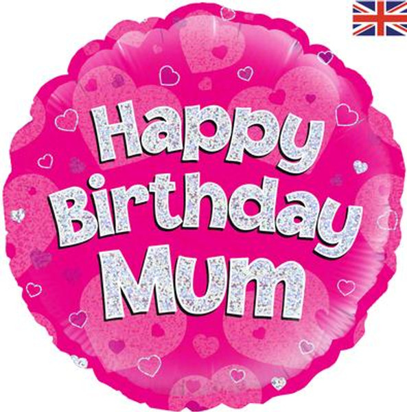 H100 18in Foil Balloon Mum Pink Holographic