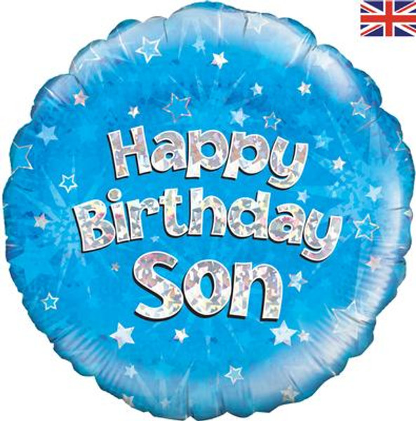 H100 18in Foil Balloon Blue Holographic Son