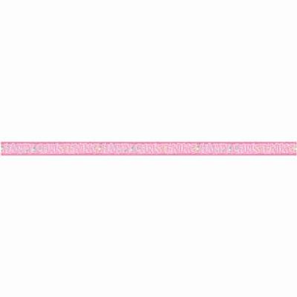 Pink Christening Prism Banner 12ft