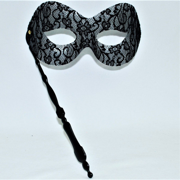 Pretty Woman Black Lace Eye Mask With Handle