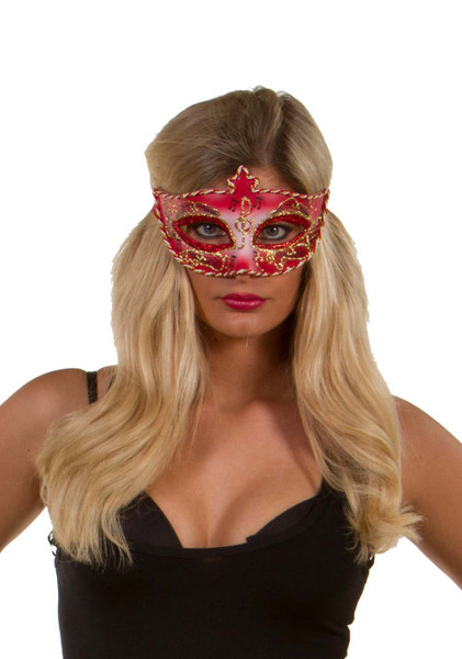 Masquerade Venetian Mask Floral Pattern Red