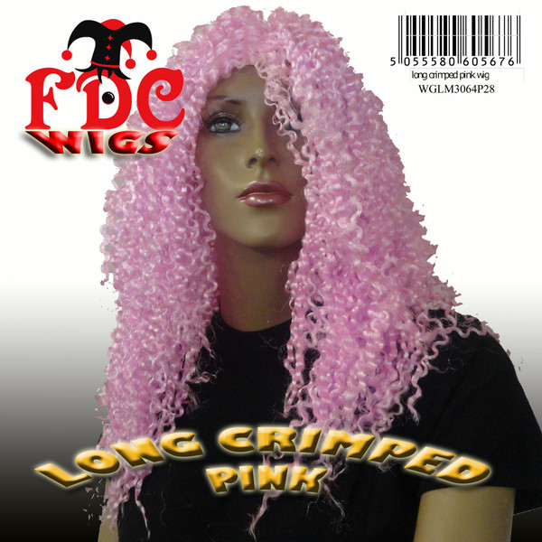 Long Crimped Wig Pink 