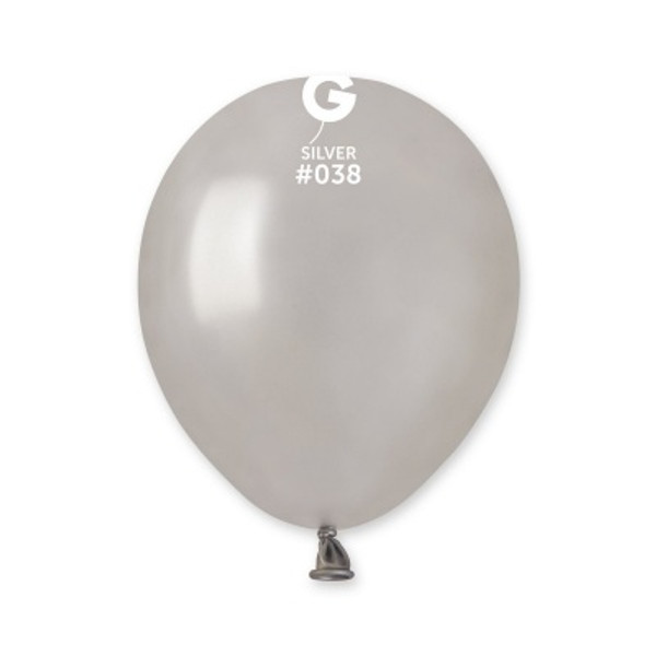 5in Latex Balloons Silver Pk100