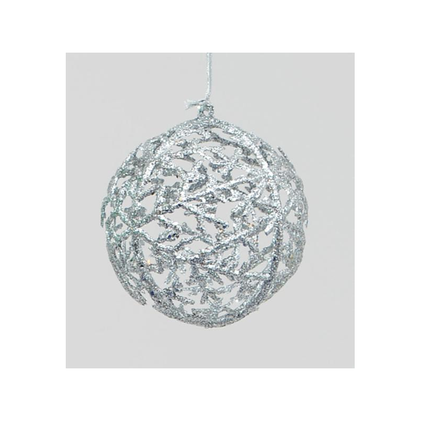 Glitter Hanging Ball Silver 15cm