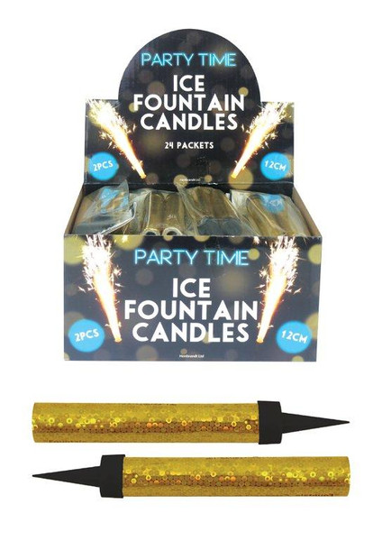 Gold Ice Fountain Candles Pk2