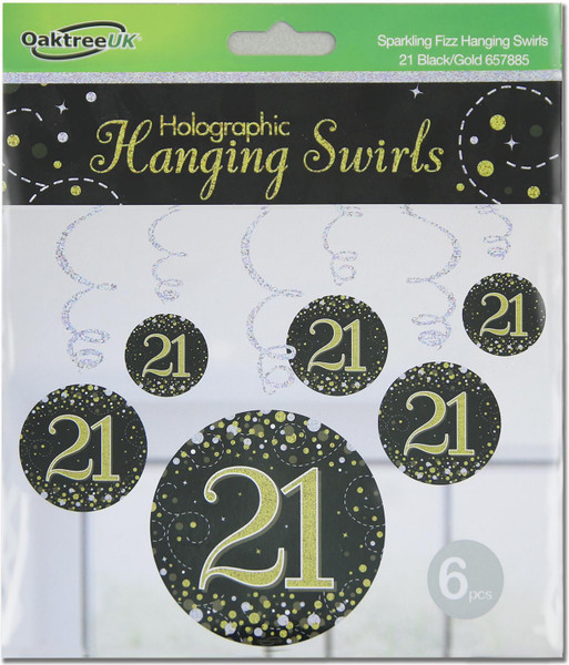 Gold Hanging Swirls Age 21 6pcs