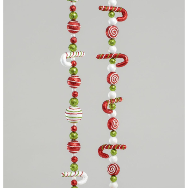 138cm White Candy Cane and Coloured Ball Garland