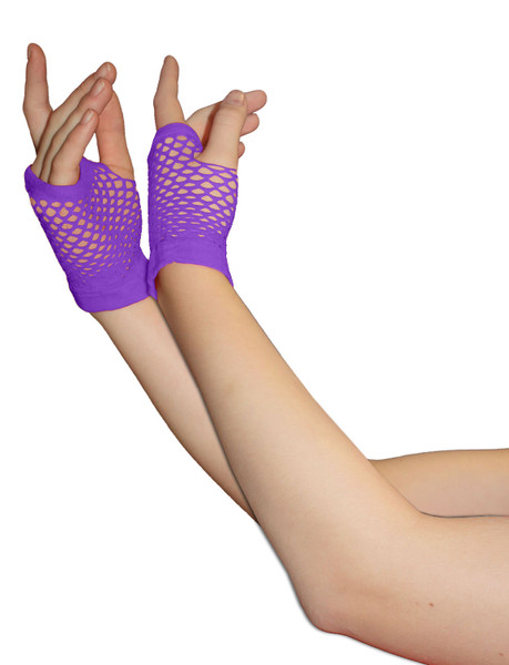 Fishnet Gloves Short Purple Pk2