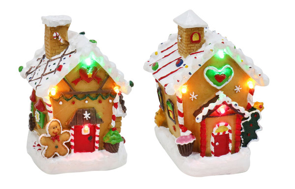 LIGHT UP GINGERBREAD HOUSE 13cm Choose from 2 assorted styles 