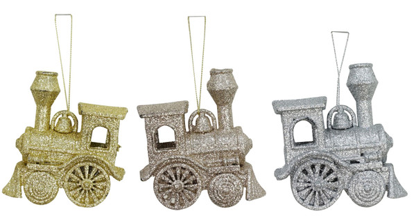 GLITTER HANGING TRAIN ENGINE Choose from 3 assorted styles 