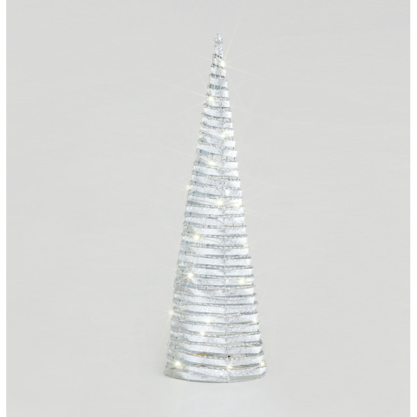 Fabric Cone Silver with LED 60cm