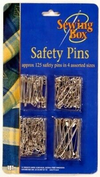 Safety Pins Silver 4 Assorted Sizes