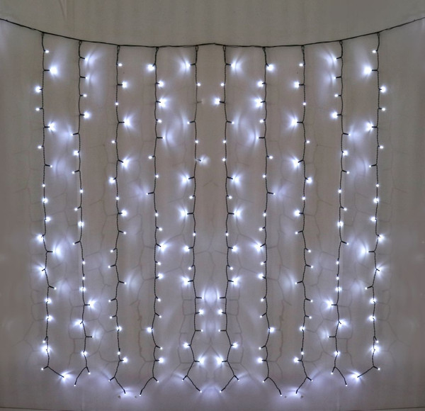 200 LED TIMER CURTAIN LIGHTS WHITE