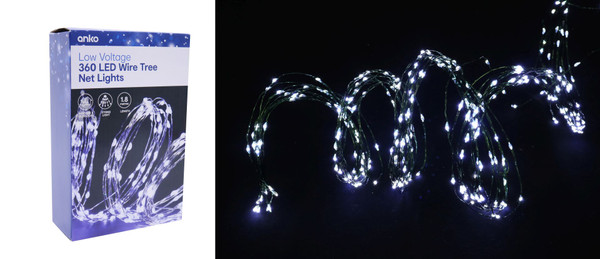 LED WIRE PIN TREE LIGHTS 360 COOL WHITE