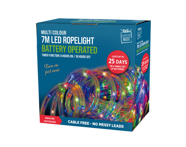 LED TIMER ROPELIGHT 7m MULTICOLOURED