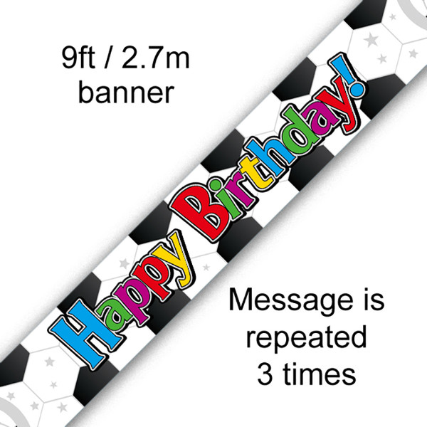 Happy Birthday Football Banner 9ft