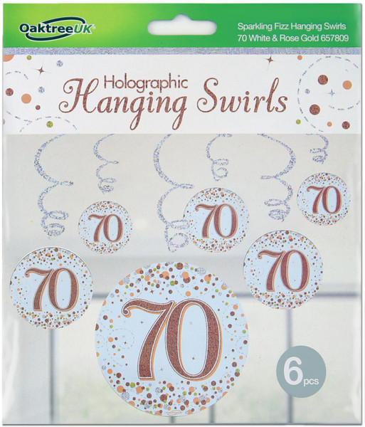 Hanging Swirls Rose Gold Age 70 6pcs