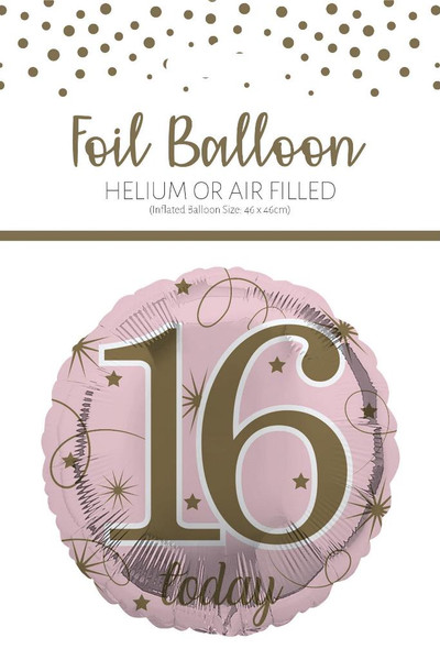 H100 18in Foil Balloon Age 16 Rose Gold