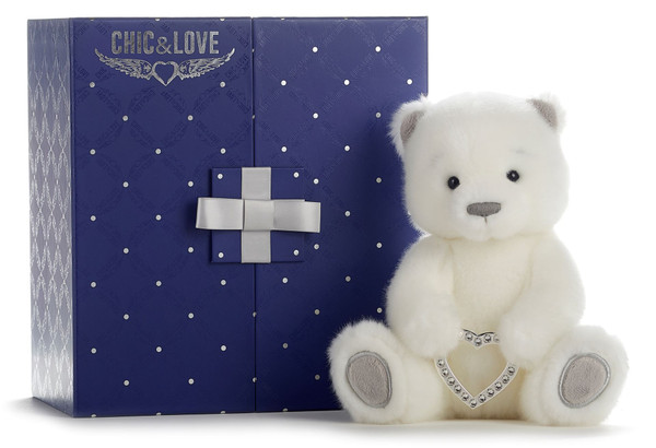 Chic and Love Large Bailey Bear with Swarovski Crystal Heart Charm in Gift Box