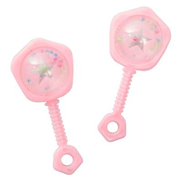 Favor Charms Baby Rattles Pink 2.5in Pk6