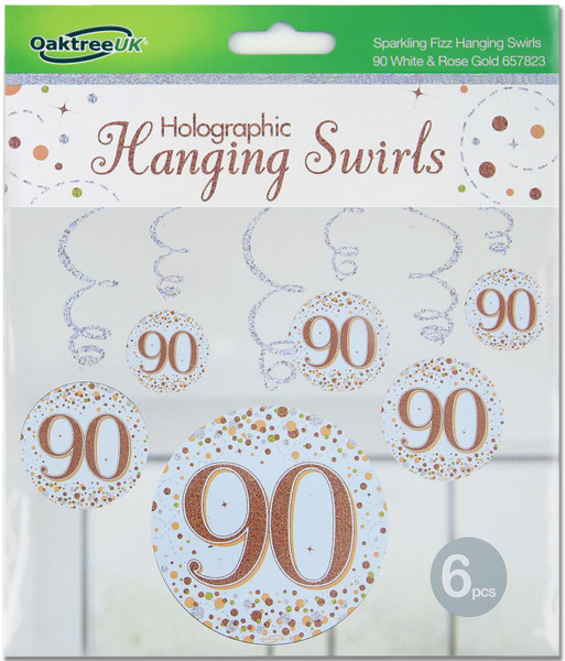 Hanging Swirls Rose Gold Age 90 6pcs