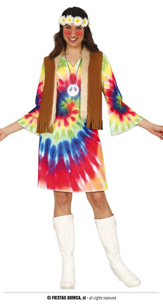 Hippie Lady Tie Dye Dress Large Size 42 to 44