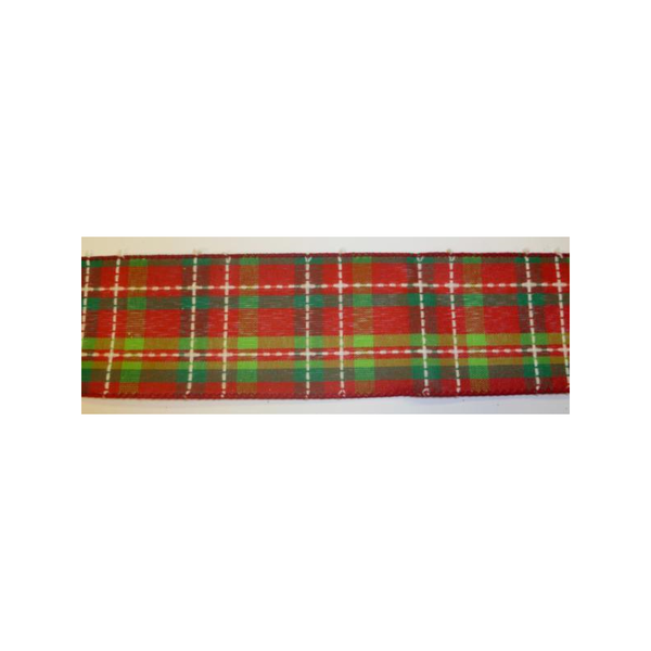 2.5in x 10 Yard Check Ribbon Red Green