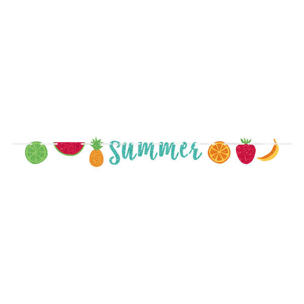 Hawaiian Summer Glitter Ribbon Fruit Banner