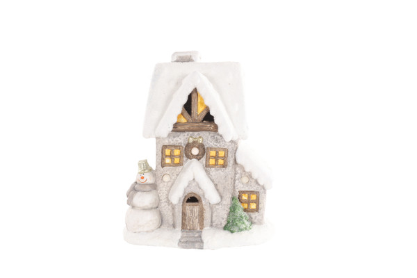 Resin Snowy House LED Battery Operated 37x29x20cm