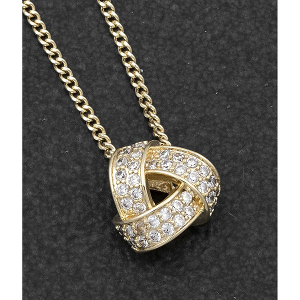 Love Knot Pave Knot Necklace Gold Plated