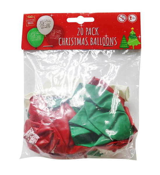 11in Latex Christmas Balloons Pack of 20