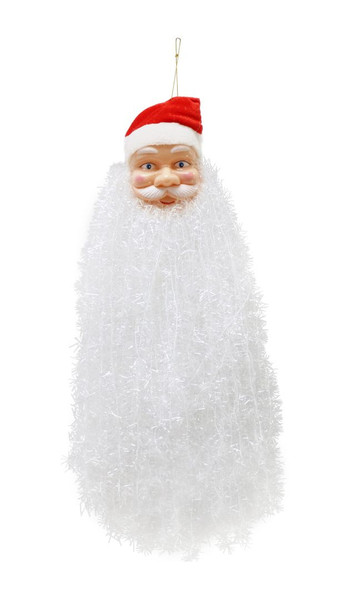 Santa Face with Long Tinsel Beard