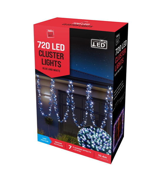 720 LED CLUSTER LIGHTS WHITE and BLUE