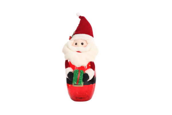 Glass Santa with 10 LEDs 38cm Battery Operated